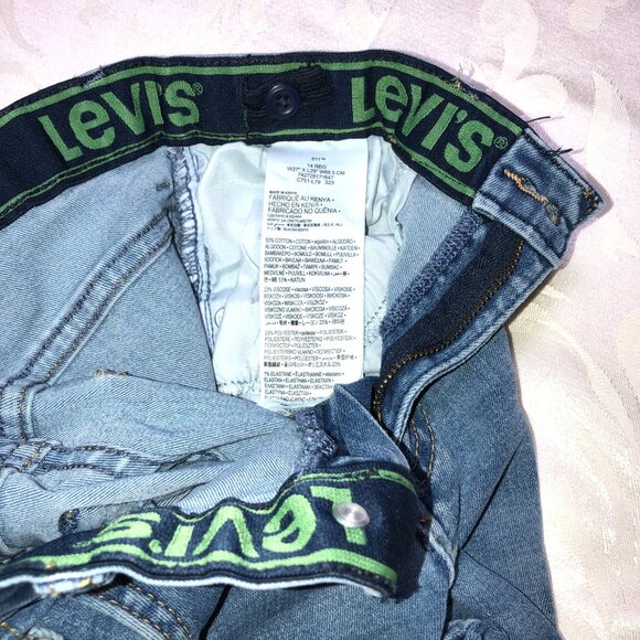 Levi’s 511 Jeans 16 Big Kids Light Wash Denim 27 X 29 Boys Stretch Adjust - Picture 5 of 6